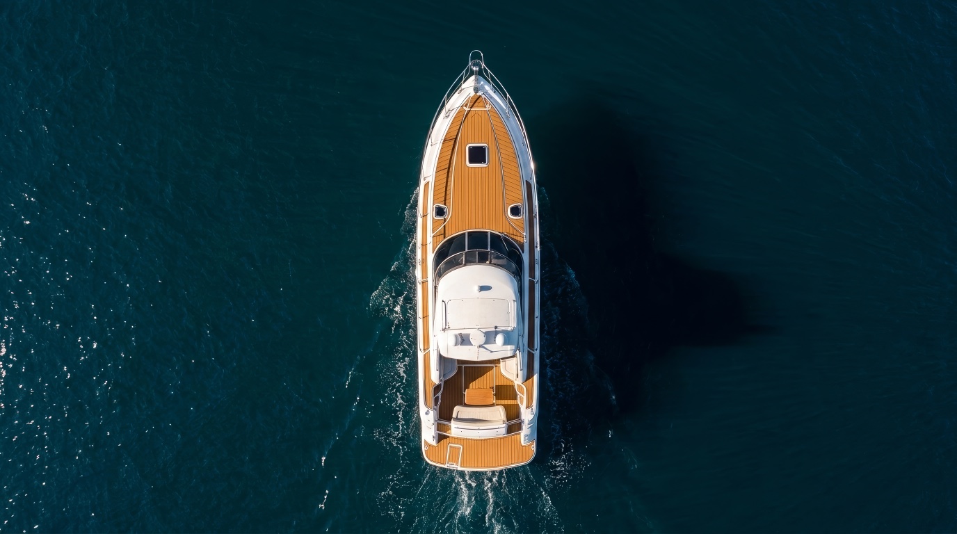 Aerial view of a boat with custom foam decking