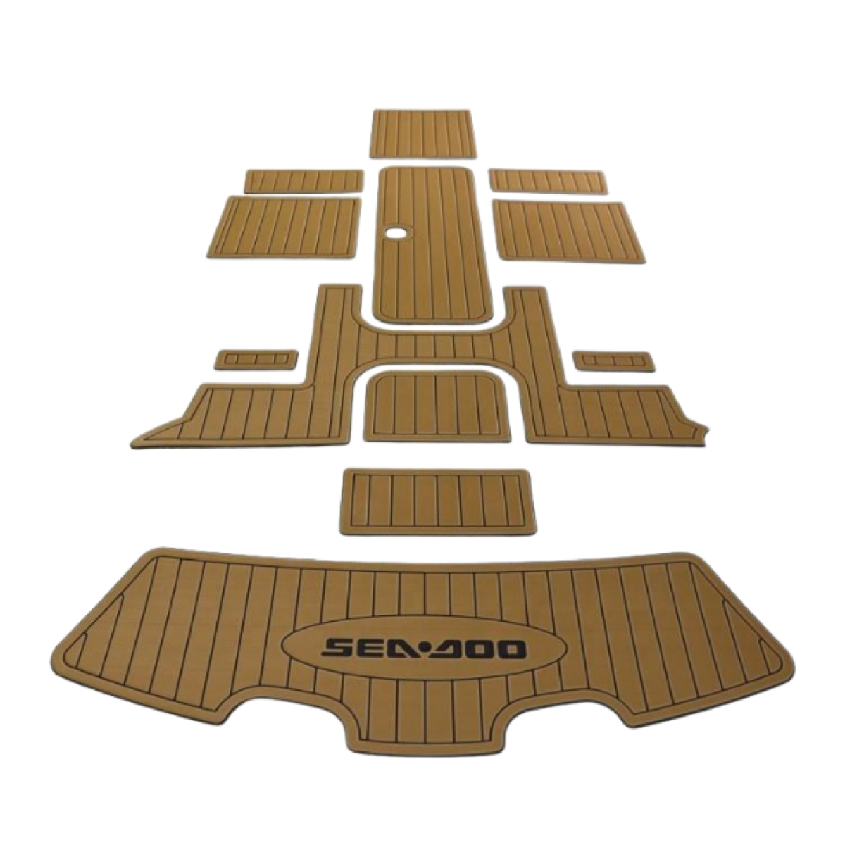 Full milled panel set for a Sea-Doo Challenger, laid out as it will be cut