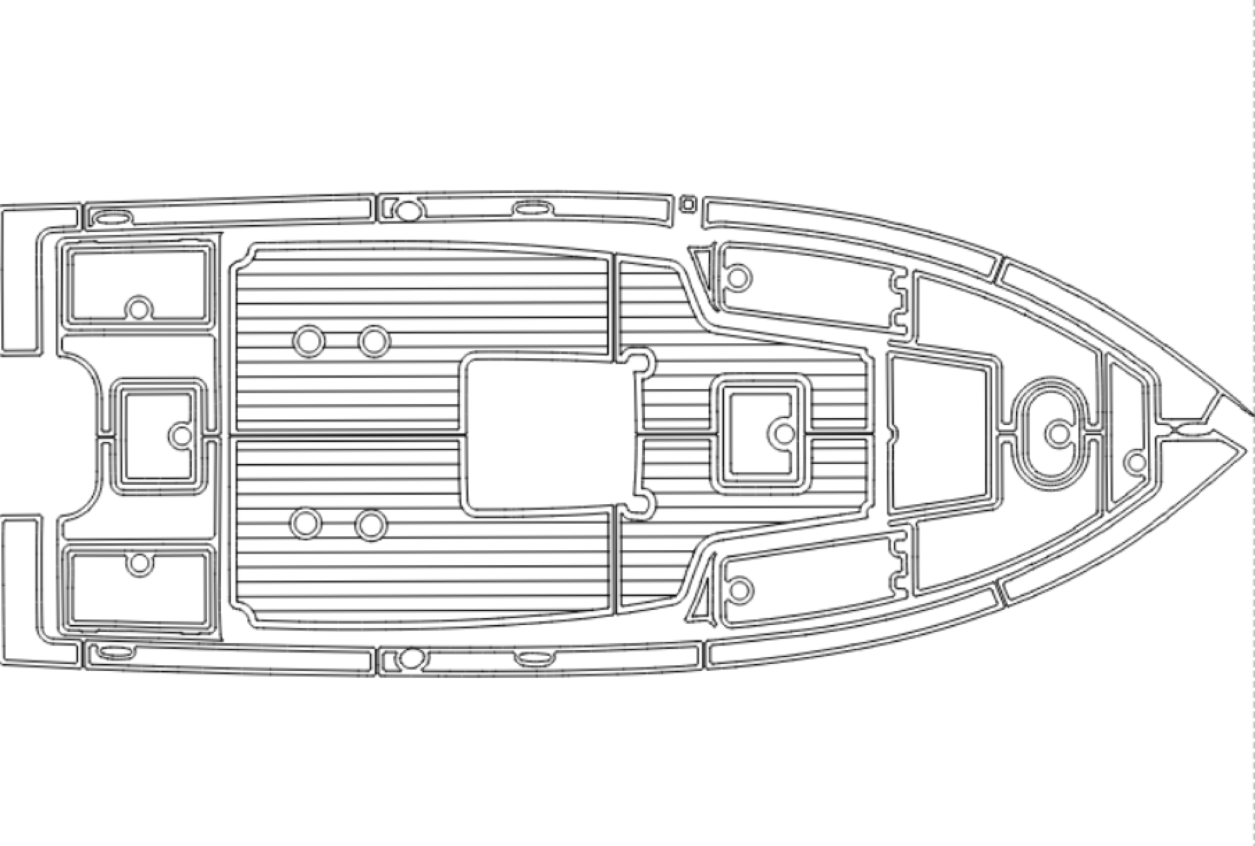 CAD overhead layout of a scanned deck, every panel drawn before cutting