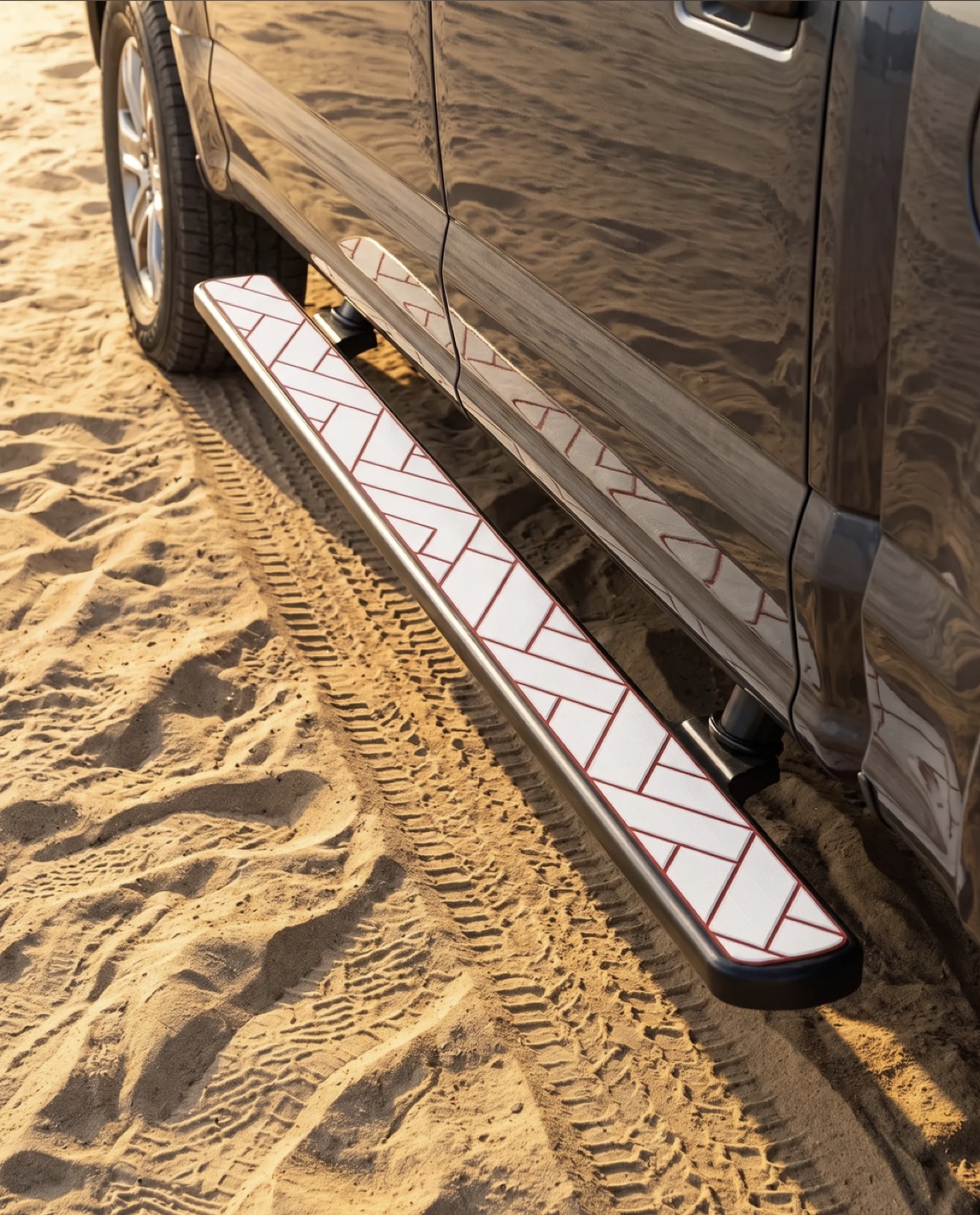 Foam tread panel on a truck running board